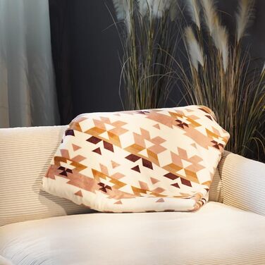 М&39яка ковдра Inka, приблизно 150x200 см, пухнастий плед з візерунком, двостороння ковдра, ковдра на диван з шерпа-підкладкою, покривало для ліжка, плед, ковдра в стилі бохо, вінтаж (рожевий/коричневий)