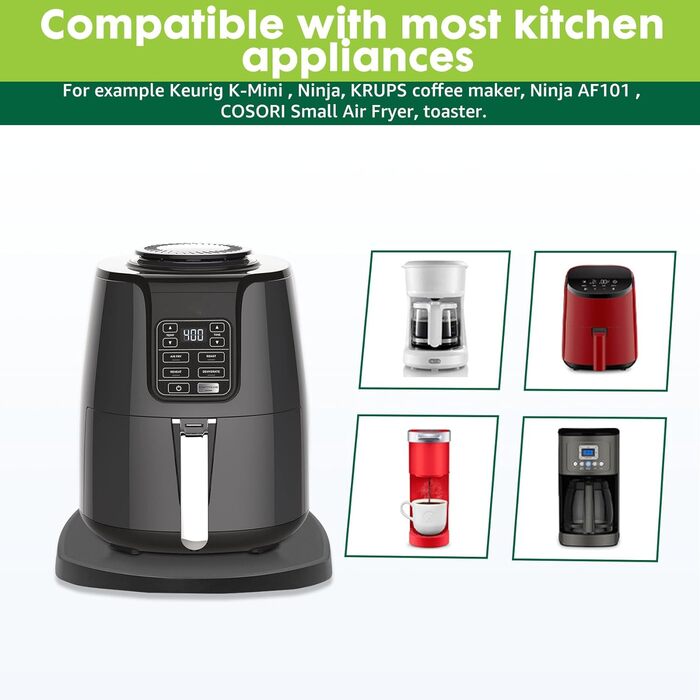 Розсувна дошка для кавоварки та кухонного комбайна - аксесуари для швидкопереміщеної рухомої дошки, сумісні з більшістю кухонних приладів, Keurig K-Mini, Ninja, маленька фритюрниця Потовщений матеріал (чорний матовий)