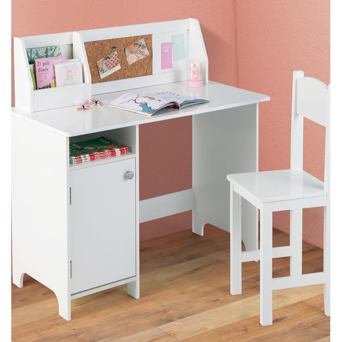 Дитяча парта LIFEZEAL з дерев'яним стільцем, навчальний стіл з відсіком для зберігання та дошкою, дитяча сидяча група від 3 років,