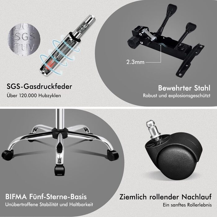 Офісне крісло ALFORDSON з функцією масажу, ергономічний дизайн з великою подушкою сидіння, поперекова підтримка, коліщатка для плавного пересування в офісі, чорний колір, лляна тканина Elias - чорний (льон) серія Elias