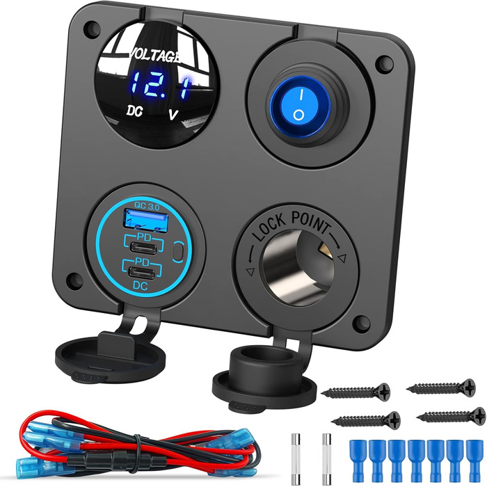 Панель перемикача розетки PD USB Автомобільна розетка для встановлення розетки DC 12 вольт водонепроникний адаптер штепсельної вил