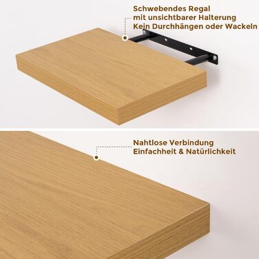 Дерев&39яна настінна полиця, надзвичайно широка 23,5 см, настінна дошка 40 см, дубова полиця, комплект з 2 шт., плаваюча полиця, полиця для кухні, кабінету, ванної кімнати, спальні та вітальні, дуб 40x23,5x3,8 см - комплект з 2 шт.