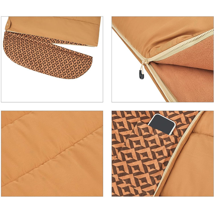 Спальний мішок KingCamp Blanket, Лісовий, Зимовий, XL, Довгий, Широкий, Бавовна -22C, Капучино - 500 г/м