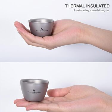 Маленька титанова чашка для чаю з подвійними стінками Легка чашка для еспресо Міні-чашка для вина для саке Багаторазовий кемпінг н