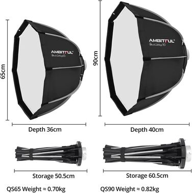 Амбітна восьмикутна парасолька Bowens з кріпленням 90 см/35,4 дюйма Softbox Швидка установка Softbox стільникова сітка для студійної стробоскопічної зйомки на відкритому повітрі 90 см/35,4 дюйма QS90