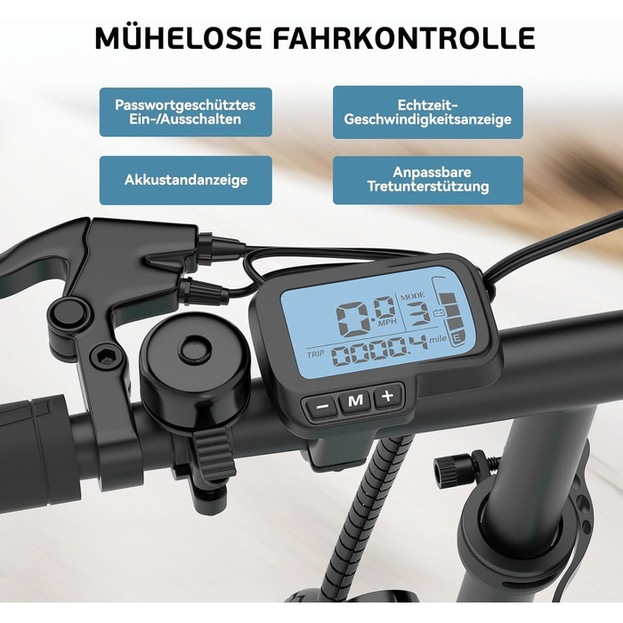 Складаний електровелосипед ESKUTE F100, 14-дюймовий електричний велосипед із USB-портом для зарядки мобільних телефонів, 250 Вт, що відповідає стандартам ЄС, вбудований акумулятор 36 В 9 Аг, запас ходу до 35-60 км, темно-сірий