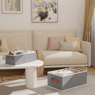 Набір коробок для зберігання OUTBROS із 3 предметів, складні кошики для зберігання з ручками, коробки-органайзери для гардеробу, спальні та офісу, сірі, 38 x 15,5 x 13 см (3 шт.)