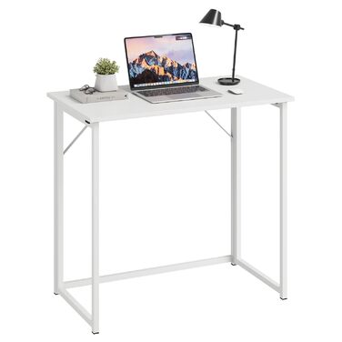 Складаний стіл Dripex, Складаний стіл 80 x 46 x 74 см, Невеликий складний комп&39ютерний стіл, Компактний стіл для домашнього офісу, кабінету, ПК (Білий - Потрібне складання)