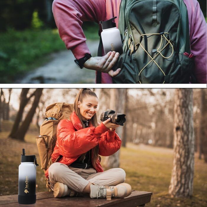 Ізольована пляшка для води з нержавіючої сталі Lexlion для спорту, 900 мл, металева пляшка, сучасний вакуумний термос з трьома сті