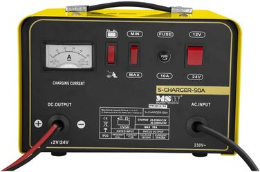 Зарядний пристрій для автомобільних акумуляторів MSW S-CHARGER-50A (функція швидкого запуску, напруга заряду 12/24 В, струм заряду