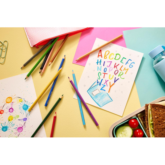 Набір кольорових олівців для дітей та дорослих, 24 предмети, трикутні, стійкі до зламування, включаючи 4 неонові кольори та 2 олівці 1842 Promoset, 201540 -