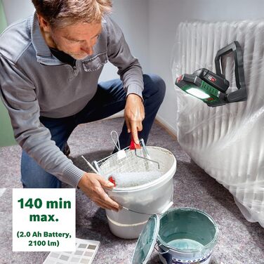 Акумуляторний світлодіодний робочий ліхтар/будівельний ліхтар/мобільний прожектор Bosch UniversalWorkLight 18V-2100 (макс. 2100 люмен, 3 рівні яскравості, головка з 10 положеннями складання без акумулятора)