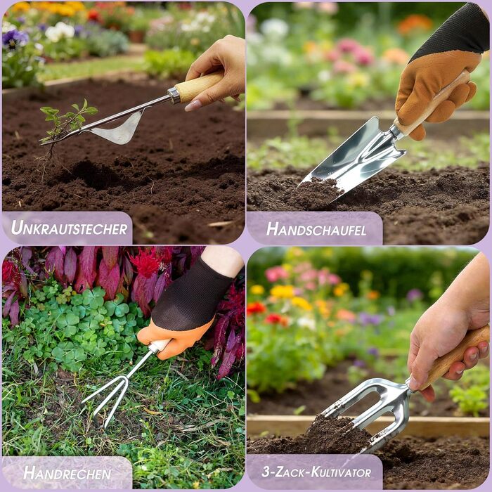 Набір садових інструментів Gartenwerk, 11 предметів, нержавіюча сталь секатор, рукавички, сумка для квітів, розпилювач, килимок для пересадки рослин інструменти для саду в рожевому кольорі