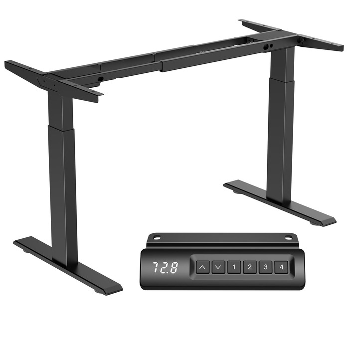 Регульована по висоті каркас столу з 2 потужними двигунами, регульована по висоті каркас столу, електрично регульовані ніжки столу з 4 налаштуваннями пам&39яті (чорний)