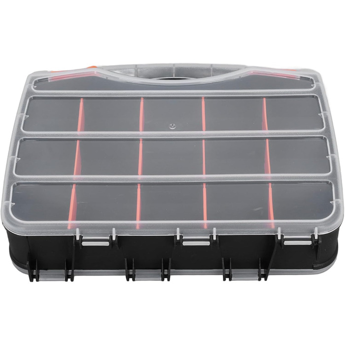 Двосторонній органайзер для деталей Haofy з кількома відділеннями та прозорою кришкою, міцний ПВХ-пластик для обслуговування та технічних цілей, портативна коробка для зберігання