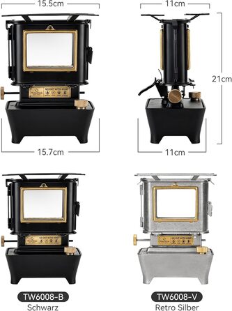 Ліхтар Thous Winds Petroleum для вулиці та кемпінговий чайник з нержавіючої сталі об&39ємом 0,6 л, чорний