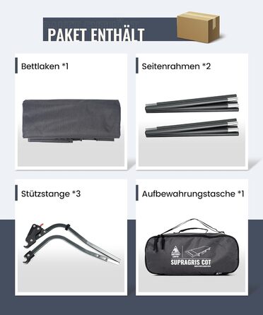 Складане похідне ліжко, портативне кемпінгове ліжко, легке, складне кемпінгове ліжко до 180 кг для намету, для активного відпочинку на природі, для подорожей, саду, офісу (190 70 18 см) сірого кольору