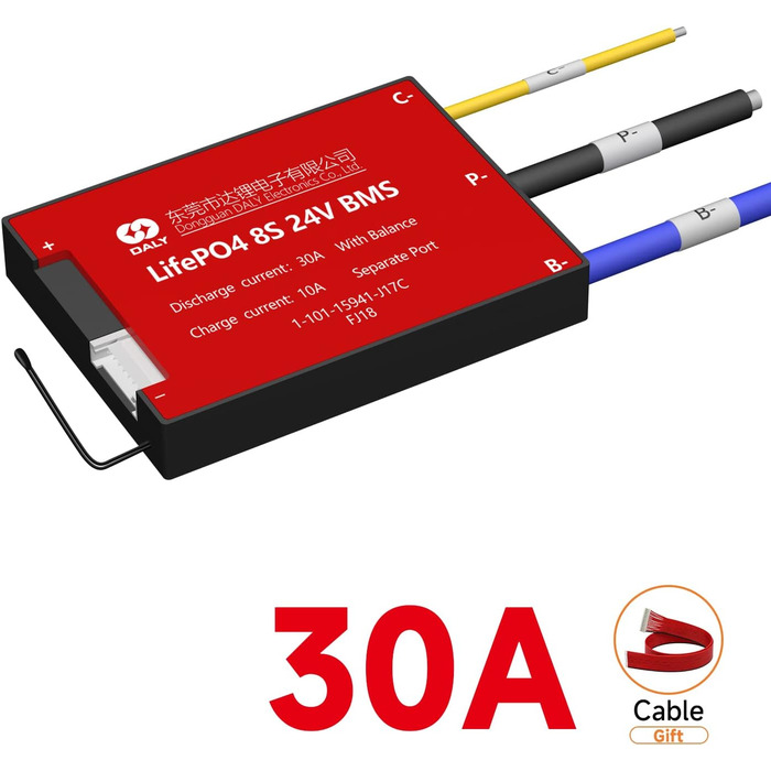 Окрема плата захисту друкованої плати з портом та балансувальний провід для акумуляторного блоку Lifepo4 та системи живлення електроенергії, 4 BMS 8S 24V 30A