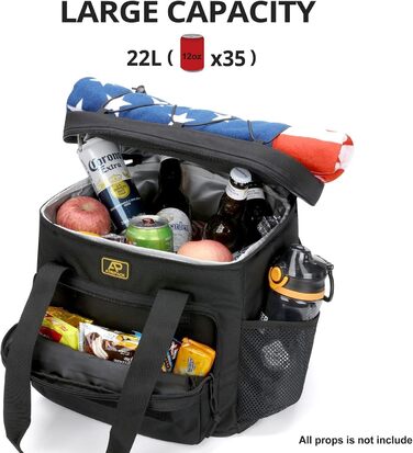 Тактична сумка для ланчу для чоловіків, утеплена та герметична сумка для ланчу з системою MOLLE, велика сумка-холодильник для дорослих, жінок та чоловіків регульована, ідеально підходить для роботи, пікніків, риболовлі та офісу, чорна