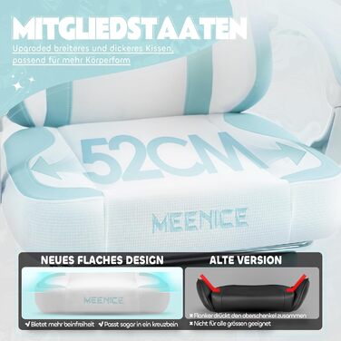 Милий ігровий стілець з котячою тканиною з поперековою подушкою у формі котячої лапи та котячими вушками, ігровий стілець з підставкою для ніг, ергономічний ПК-стілець для дітей, дорослих та дівчаток, вантажопідйомність 140 кг, синьо-білий