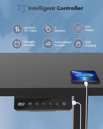 Регульований по висоті стіл з розеткою USB Стіл регульований по висоті електричний Стійка-сидіння Регульований комп'ютерний стіл С