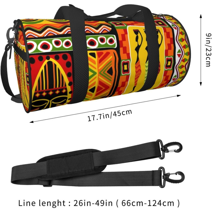 Спортивна сумка, дорожня сумка, сумка для подорожей, африканський смугастий принт, сумка на нічліг, чорна, універсальний розмір