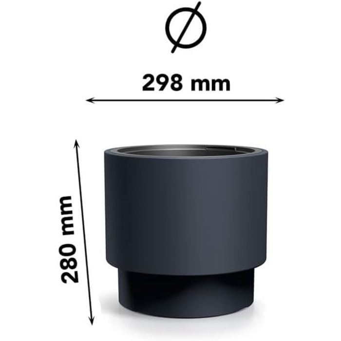 Великий вуличний горщик для квітів - Квітковий горщик із вставкою, Пластиковий квітковий горщик, Великий вуличний квітковий горщик, Горщик для квітів, для саду та балкону (MDBHEN, 30 см Антрацит) 30 см Антрацит Mdbhen