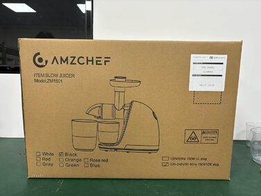 Переможець тесту овочів та фруктів AMZCHEF Juicer - Соковижималка Slow Juicer з функцією зворотного жування - Ніжне подрібнення без фільтрації - Електрична соковижималка зі щіткою та 2 чашками - Срібло