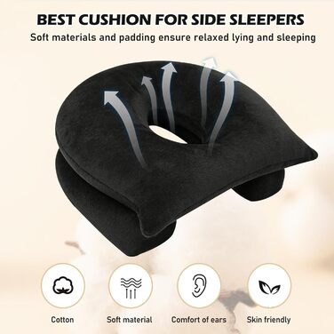 Подушка для пірсингу з отвором, подушка для пірсингу вуха у формі пончика 35 * 32 * 15 см, пончик для тих, хто спить на боці, подушка для пірсингу, збільшена висота наповнення для полегшення болю в вухах для дітей та дорослих