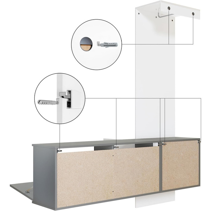 Вішалка для одягу Vladon Carlton Set 4, зроблено в Німеччині, настінна вішалка, що складається з декоративної панелі та підвісної