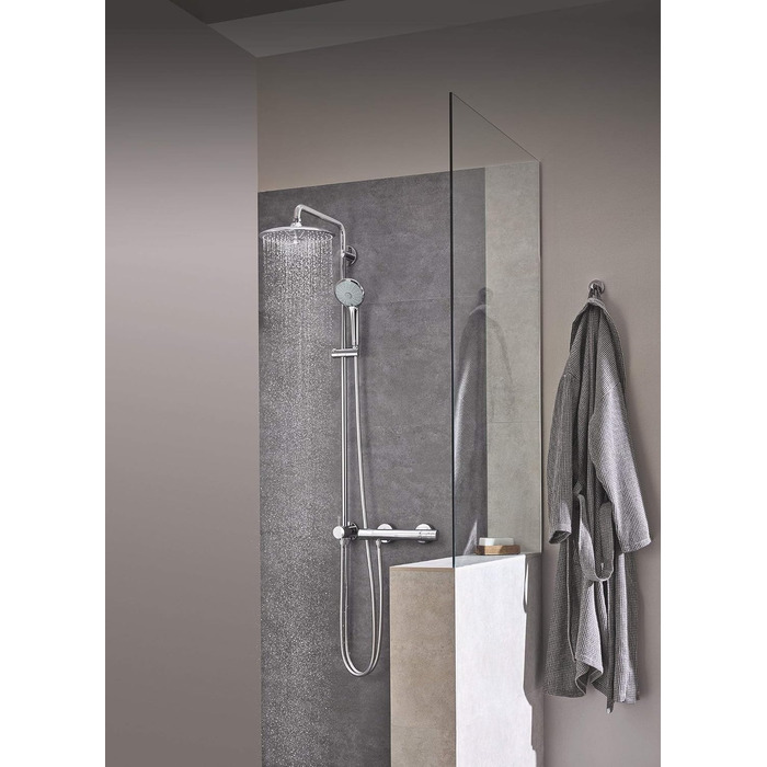 Душовий набір GROHE Vitalio Joy 260 без змішувача, економний (8 л/хв), з верхнім душем (3 режими струменя) та штангою 74 см, хром, 27421002, Ø 260 мм