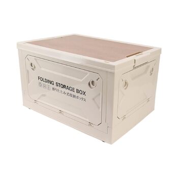 Складаний кемпінговий ящик для зберігання з дерев&39яною кришкою Складаний контейнер об&39ємом 50 л з колесами для легкого транспортування Міцний матеріал з поліпропілену та МДФ Ідеально підходить для кемпінгу, пікніків та сіро-білого кольору