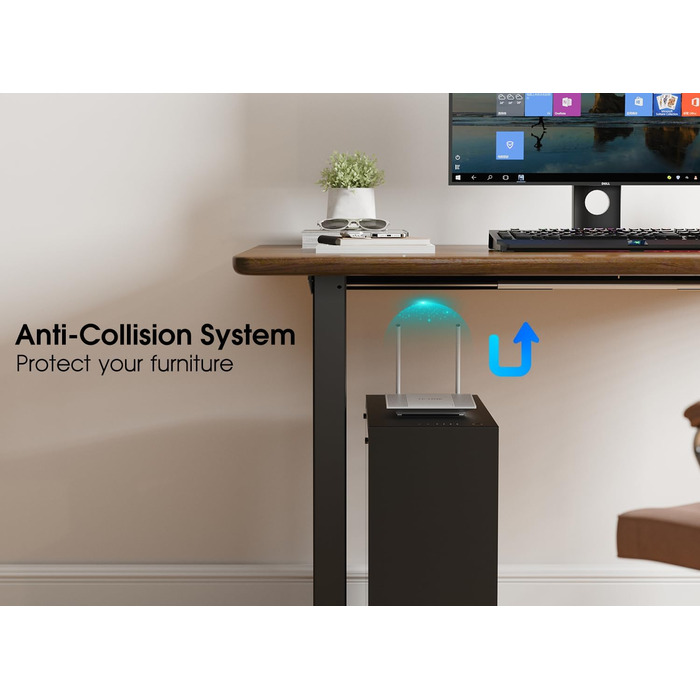 Електрична регульована по висоті рама столу, регульована по висоті рама столу з потужним двигуном, пам&39яттю положення та функцією запобігання зіткненням, 1 двигун, чорний колір