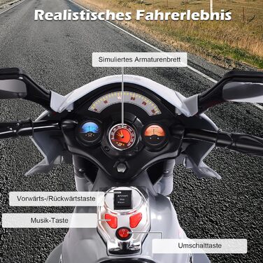 Дитячий електромотоцикл DREAMADE 6V, дитячий мотоцикл, дитячий транспортний засіб з музичним клаксоном і фарою, електромотоцикл дл