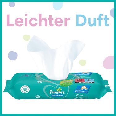 Дитячі вологі серветки Pampers Fresh Clean, м'який аромат, також підходять для рук та обличчя, 1200 серветок, (упаковка з 15 шт. )