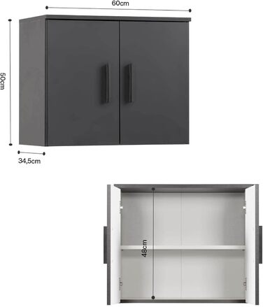 Верхня частина шафи mokebo The Tower, багатофункціональна верхня частина шафи, чорна, для додаткового місця для зберігання та висоти, можна комбінувати з нашими багатофункціональними шафами, антрацитово-чорна, 60 см