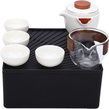 Набір для чаювання Кунг-Фу, портативний керамічний чайник з 4 міні-чашками, ідеальний для кемпінгу та подорожей
