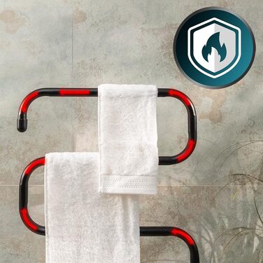 Електричний рушникосушарка Cecotec з низьким споживанням енергії - ReadyWarm 5000 Towel Black. Рушникосушка 100 Вт, світловий індикатор, системи безпеки, захист IP24, кріплення на підлогу або стіну, ідеально підходить для ванних кімнат