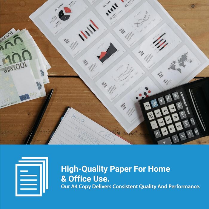 Папір для копіювання для дому та офісу - Базовий папір для принтерів для дому та офісу. Універсальний папір для принтерів, підходить для лазерних та струменевих принтерів. 2500 аркушів DIN A4 80 г, білий (5 x 500 аркушів), упаковка з 5 шт.