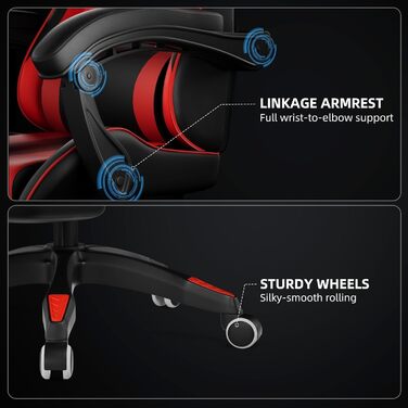 Ігрове крісло, комп&39ютерне офісне крісло з підставкою для ніг, ігрове крісло (червоне) Rot