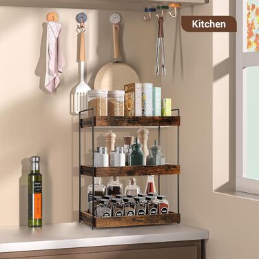 Знімна 3-рівнева кухонна полиця для спецій, сучасна полиця для душу, практичний дерев&39яний органайзер для зберігання у ванній кімнаті, багатофункціональна полиця під шафою, полиця для раковини