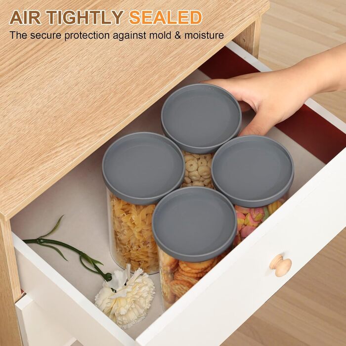 Набір із 4 герметичних боросилікатних скляних банок для зберігання з кришками для кухні VINATO, без бісфенолу А, скляні банки об&39ємом 600 мл з кришками для горіхів, снеків та спецій