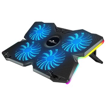 Охолоджувач для ноутбука Offgridtec K25 Pro, підставка з 4 тихими вентиляторами (1100 об/хв), 2 USB-порти, регульована висота, ергономічний дизайн для ігрових консолей та ноутбуків 10-17 дюймів, синій