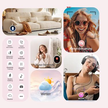 Жіночий круглий смарт-годинник із функцією телефону, фітнес-трекер із сенсорним екраном 1,39 дюйма, пульсометром, монітором SpO2, монітором сну, монітором менструального циклу, понад 120 спортивних режимів, крокоміром для iOS та Android (рожево-золотистий