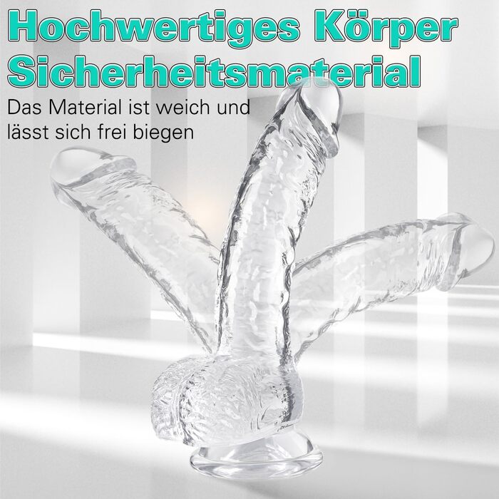 Реалістичний фалоімітатор з сильною присоскою, фалоімітатор для початківців Wakelust 18 см зі справжніми венами та пухкими яєчками, секс-іграшка для жінок та чоловіків, м&39який силіконовий анальний фалоімітатор-репліка пеніса (прозорий) 7-