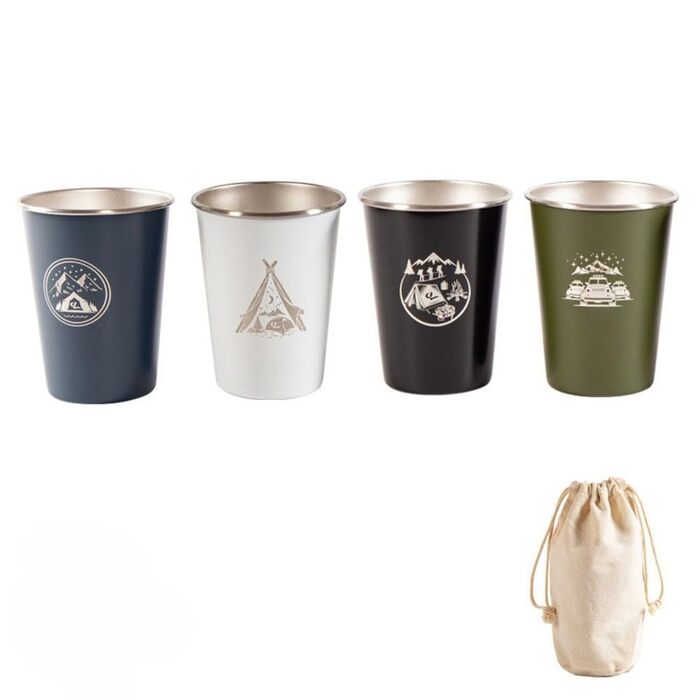 Кавова кружка для активного відпочинку на 350 мл з нержавіючої сталі 304, набір з 4 предметів, кружка Forcamp, туристична кружка, чотири кольори