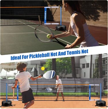 Портативний комплект сітки Furypiont Pool (Волейбол/Теніс/Піклбол), Синій, Регульована довжина 4,57–7,62 м, З міцною основою та 2 м'ячами