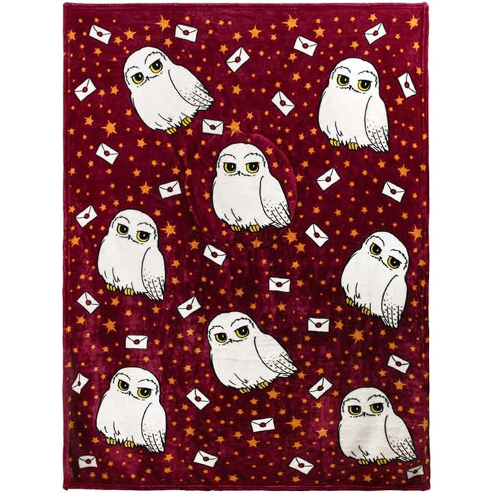 Подушка-ковдра 2-в-1 з Гедвігою Гаррі Поттера - офіційно ліцензована дорожня ковдра з Гаррі Поттера, складана м&39яка, пухнаста ковдра, компактний дизайн для оформлення вітальні або спальні, тема Гаррі Поттера