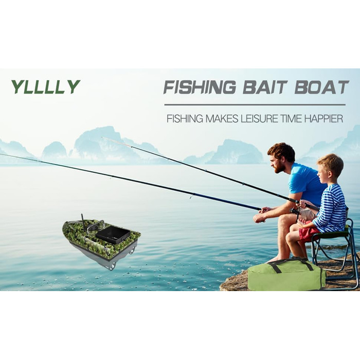 Човен для наживки YLLLLY, батареї ємністю 12000 мАг з човном для приманки великої ємності, дистанційне керування 500 м, завантажувальний бункер вагою 1,5 кг, стійкий до вітру та хвиль, із сумкою. Введіть антени, пропелери та інше