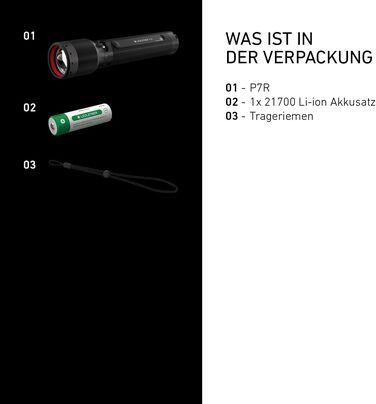 Акумуляторний світлодіодний ліхтарик Ledlenser P7R, 2000 люмен, фокус 320 м, USB-C, водонепроникність IP68, 80 годин роботи, 4 режими світла, тактичний ліхтарик, туристичний ліхтарик, аварійне освітлення P7R 2000 лм